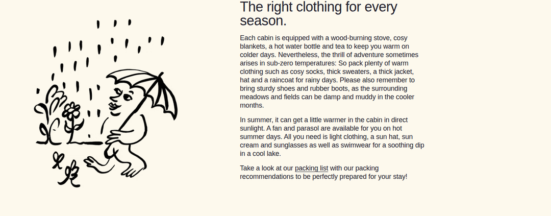 The Right Clothing for Every Season section from Raus