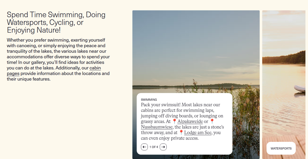 Swimming, Watersports and Cycling section from Raus