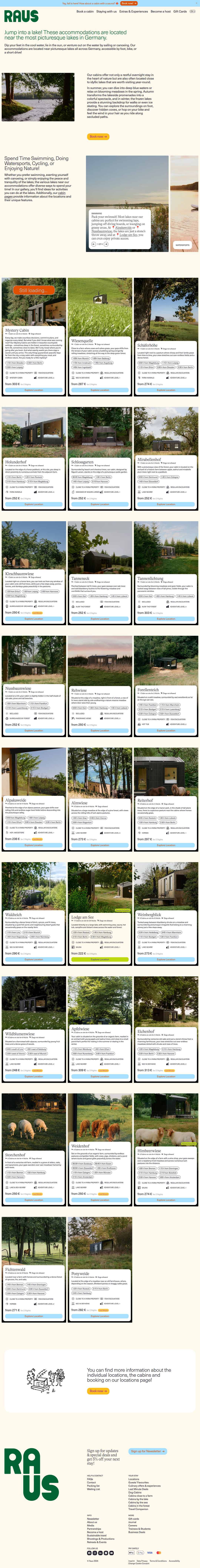 Cabins by the Lake page of Raus