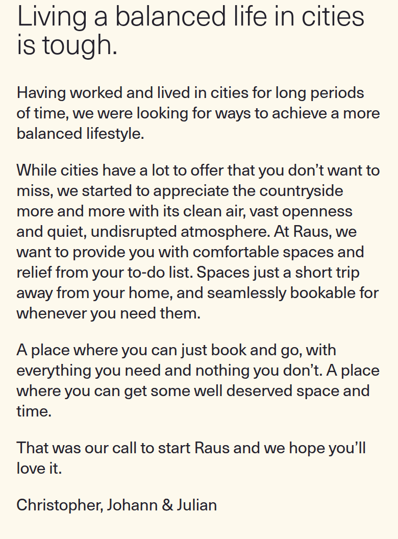 Living a Balanced Life in Cities Is Tough section from Raus, on a phone