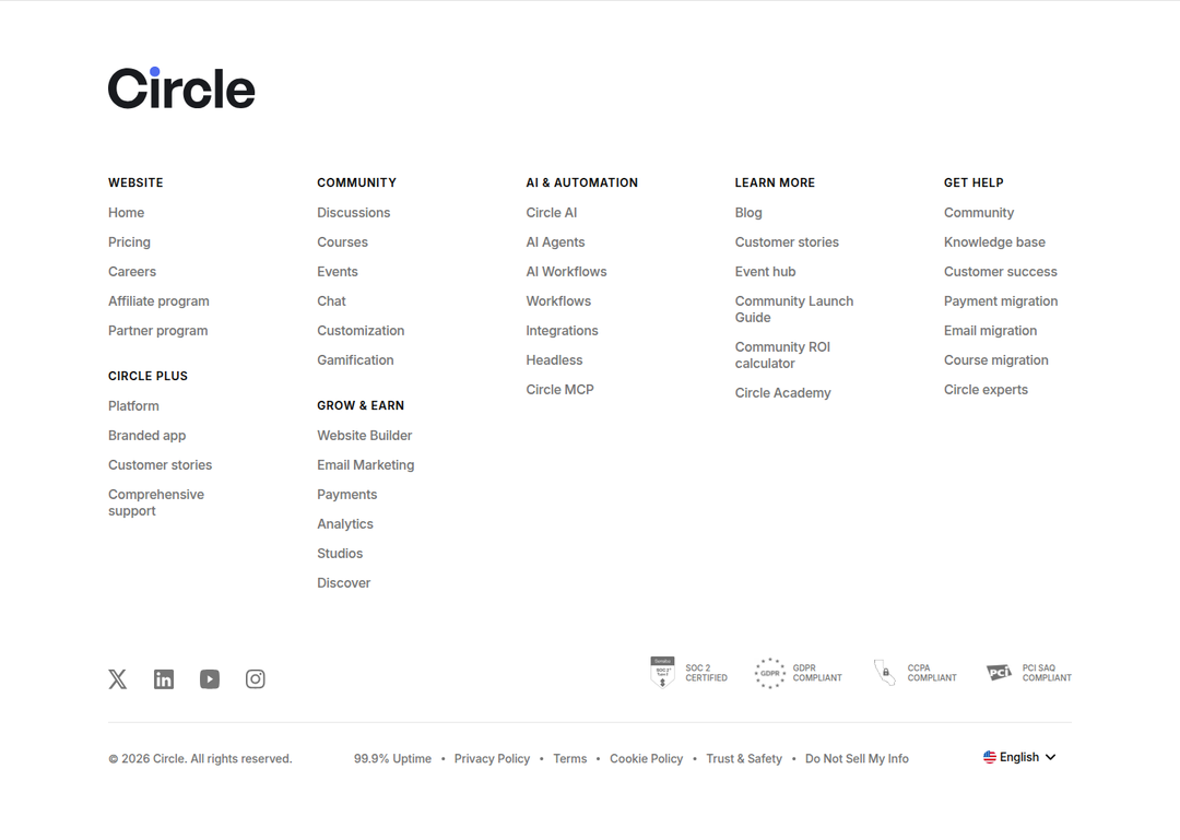 Footer section from Circle