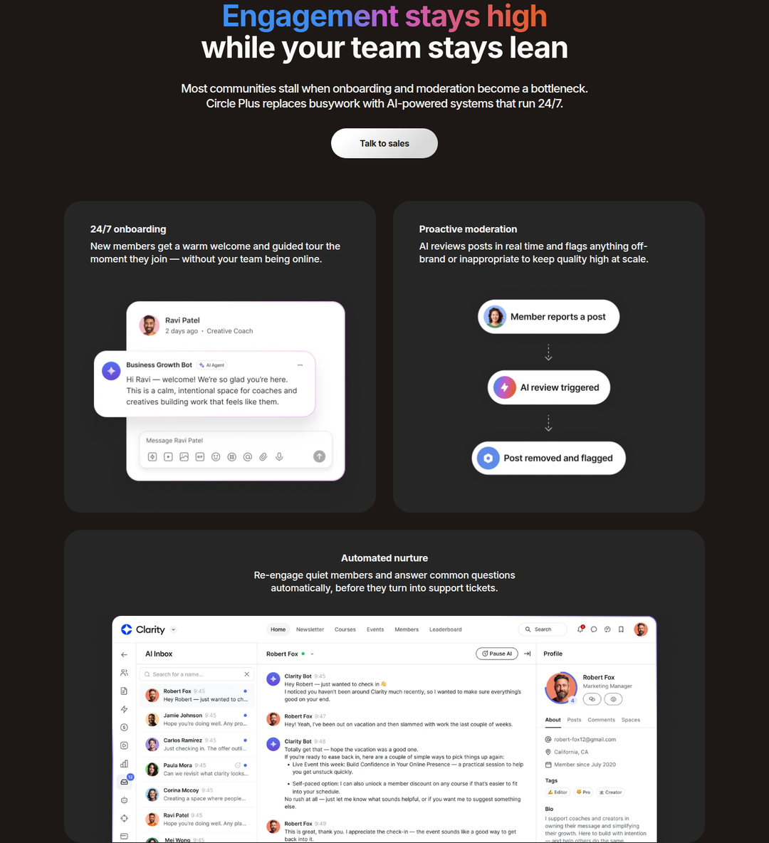 Engagement section from Circle