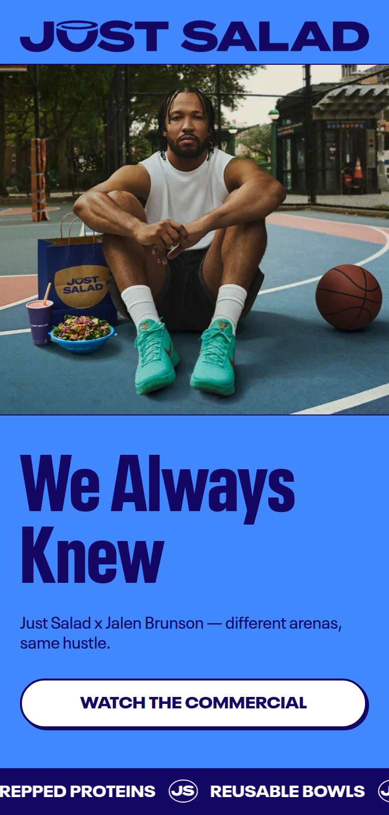 We Always Knew section from Just Salad, on a phone