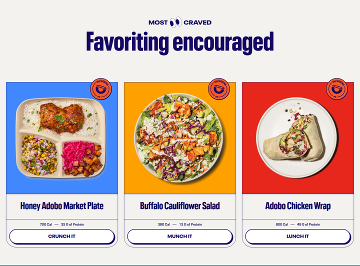 Favoriting Encouraged section from Just Salad