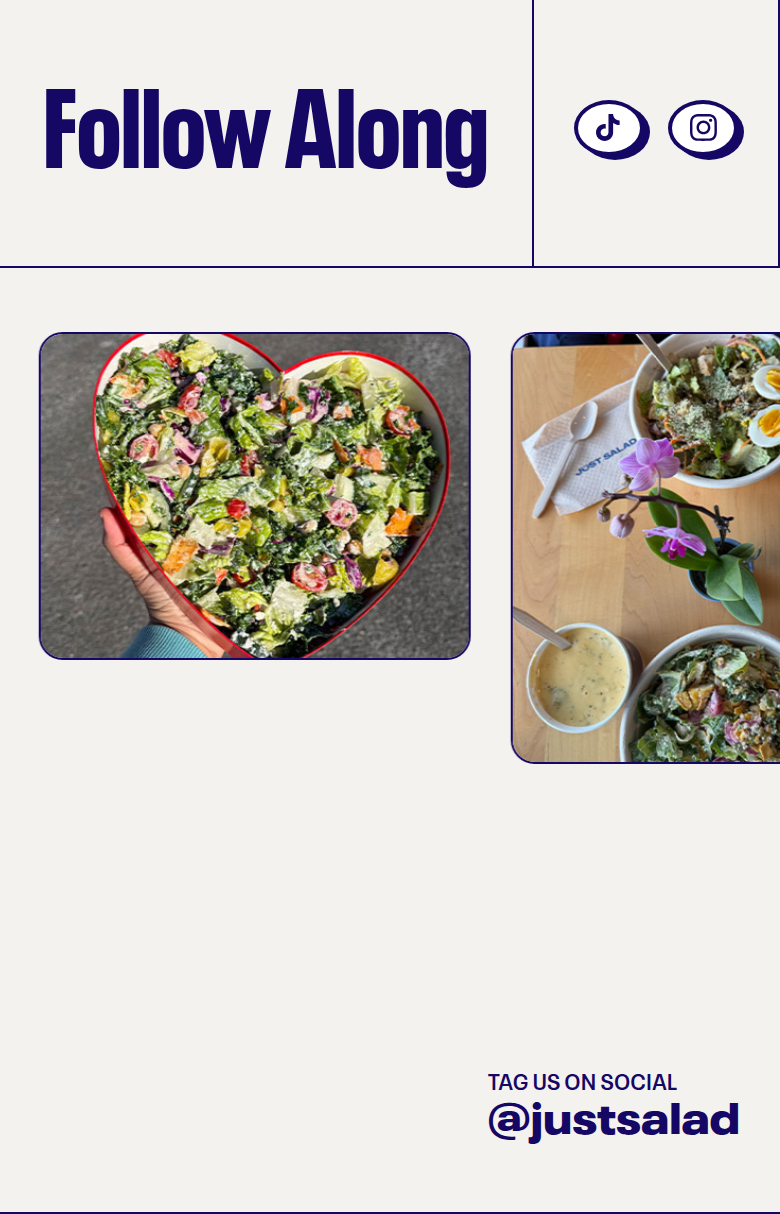 Follow Along section from Just Salad, on a phone
