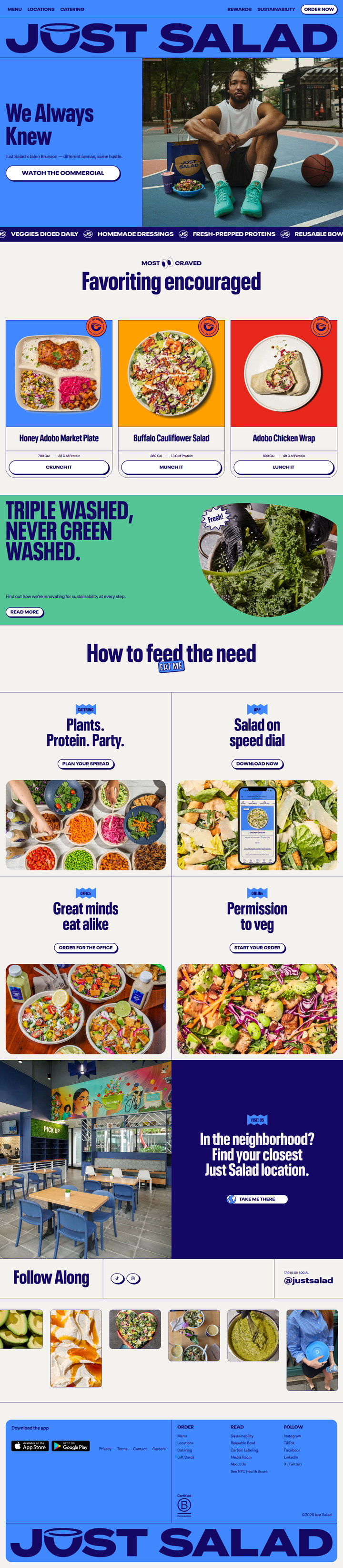 Home page from Just Salad