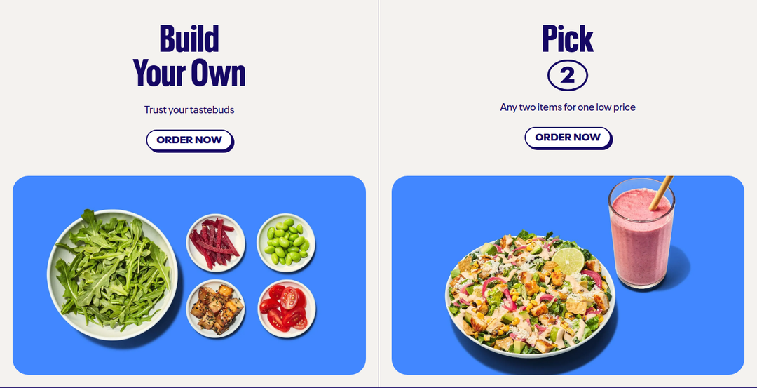 Build Your Own section from Just Salad