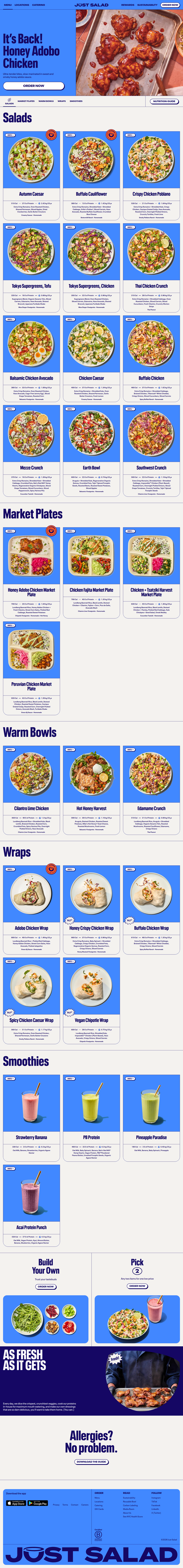 Menu page from Just Salad