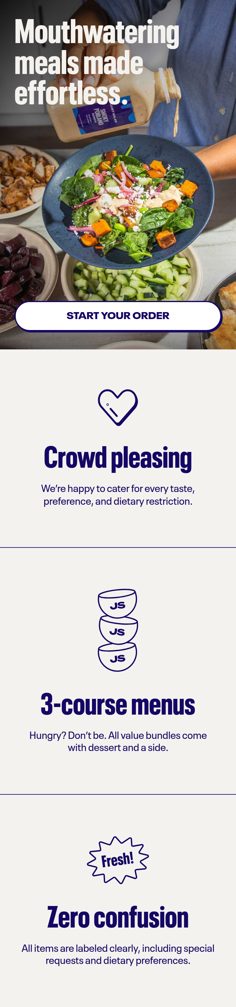 Mouthwatering Meals Made Effortless section from Just Salad, on a phone