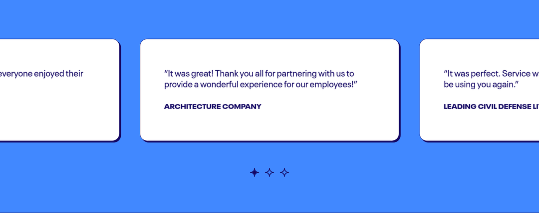 Catering Testimonials section from Just Salad