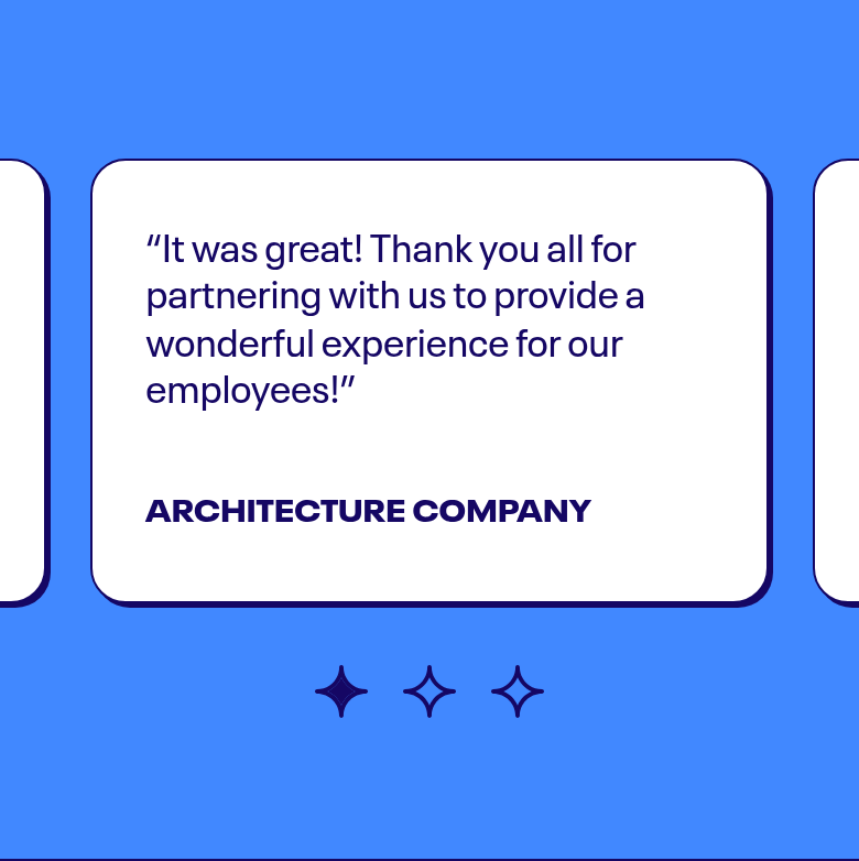 Catering Testimonials section from Just Salad, on a phone