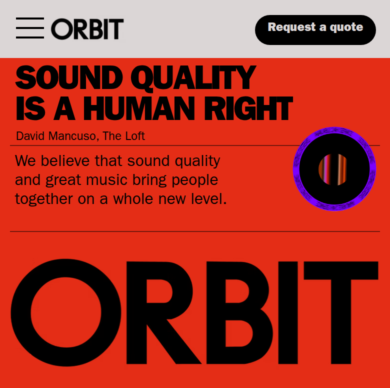 Sound Quality Is a Human Right section from Orbit Audiovisuals, on a phone