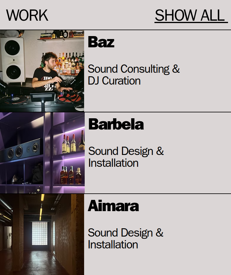 Work section from Orbit Audiovisuals, on a phone