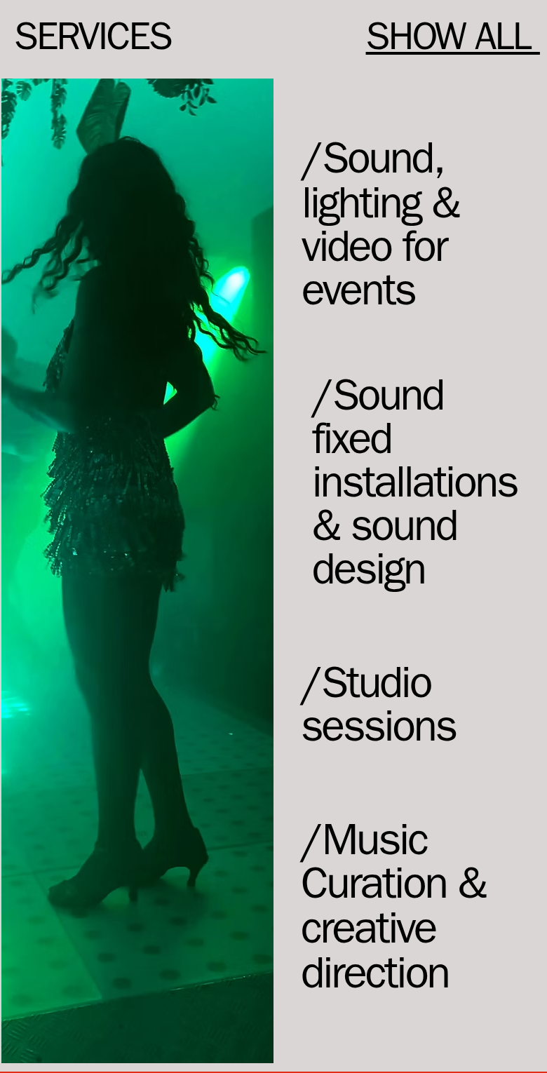 Services section from Orbit Audiovisuals, on a phone