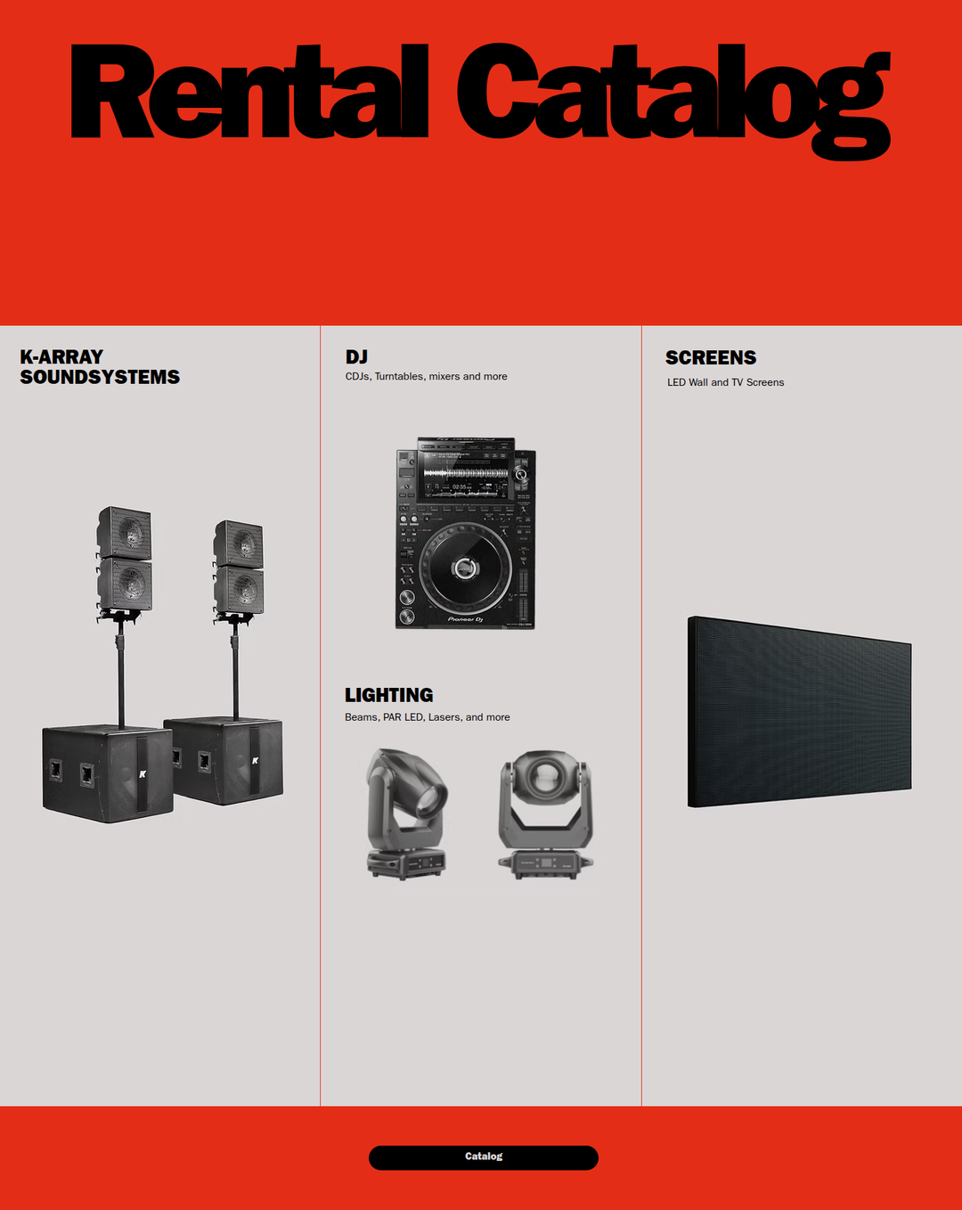 Rental Catalog section from Orbit Audiovisuals