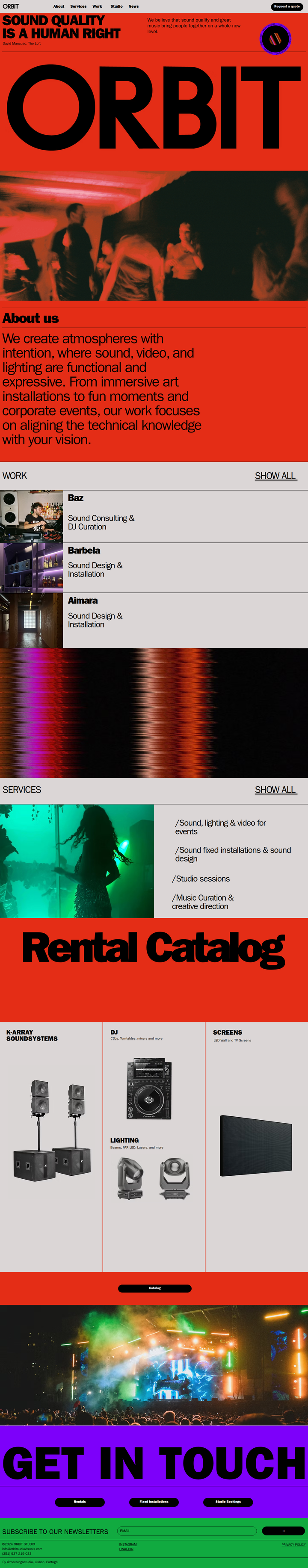 Home page from Orbit Audiovisuals