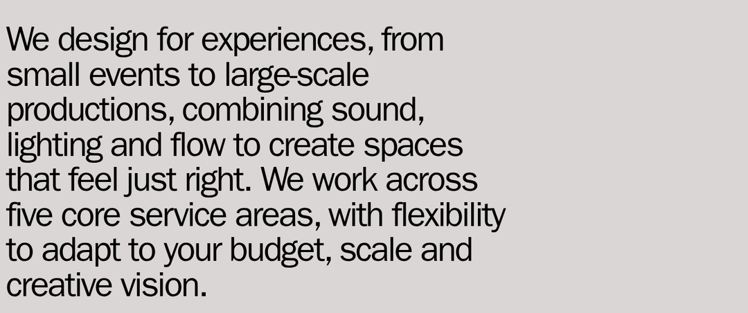 We Design for Experiences section from Orbit Audiovisuals