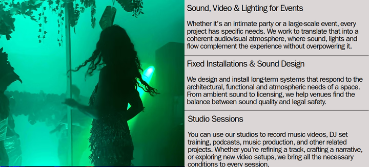Sound, Video and Lighting for Events section from Orbit Audiovisuals