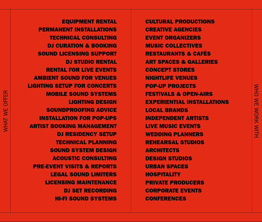 What We Offer, Who We Work With section from Orbit Audiovisuals