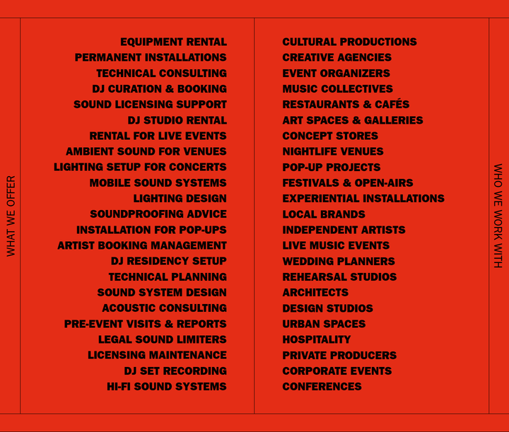 What We Offer, Who We Work With section from Orbit Audiovisuals