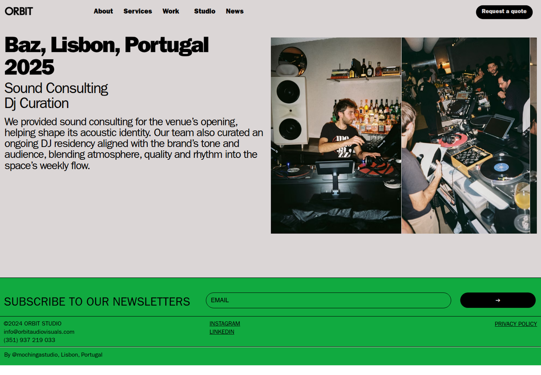 Baz, Lisbon page of Orbit Audiovisuals