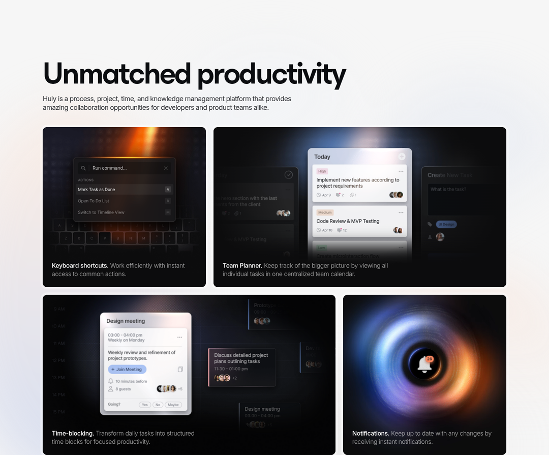 Unmatched Productivity section from Huly
