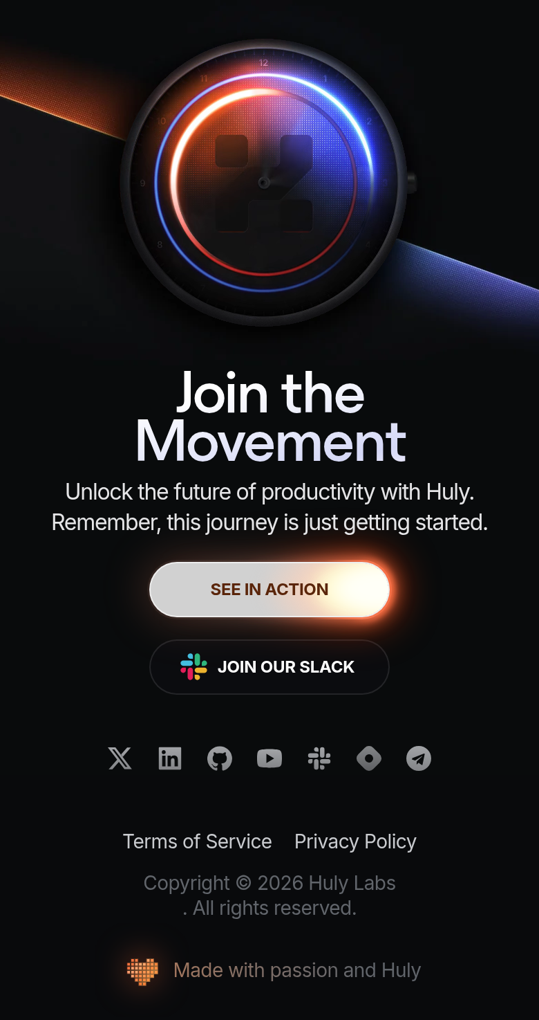 Join the Movement section from Huly, on a phone
