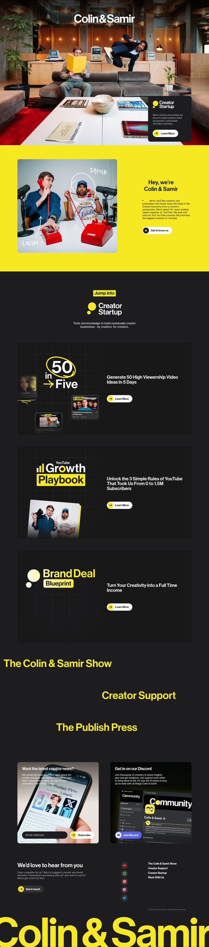 Home page from Colin & Samir