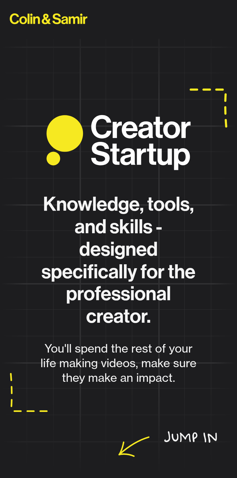 Knowledge, Tools and Skills for the Professional Creator section from Colin & Samir, on a phone