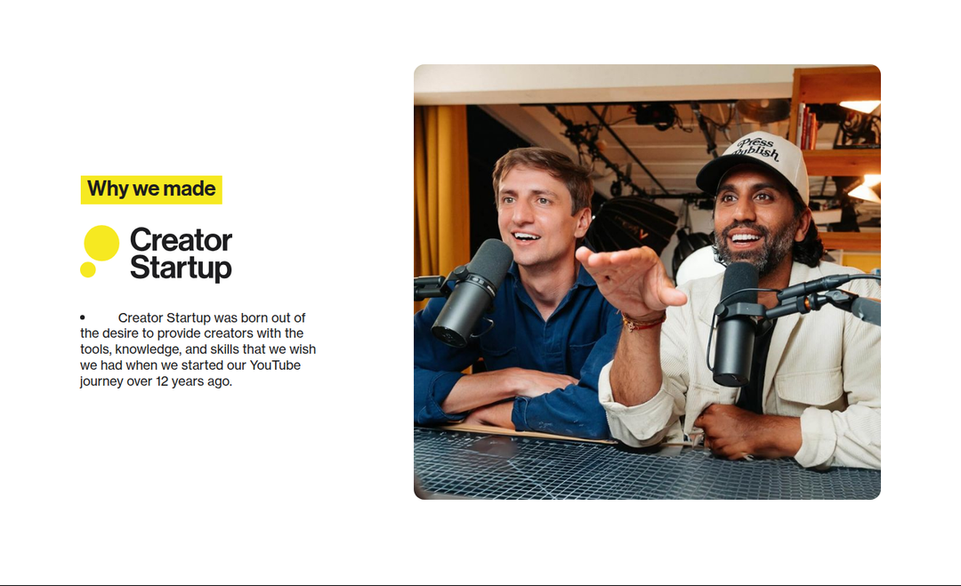Why We Made Creator Startup section from Colin & Samir