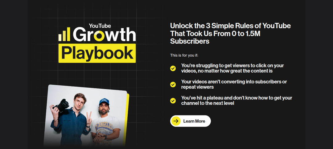 YouTube Growth Playbook section from Colin & Samir