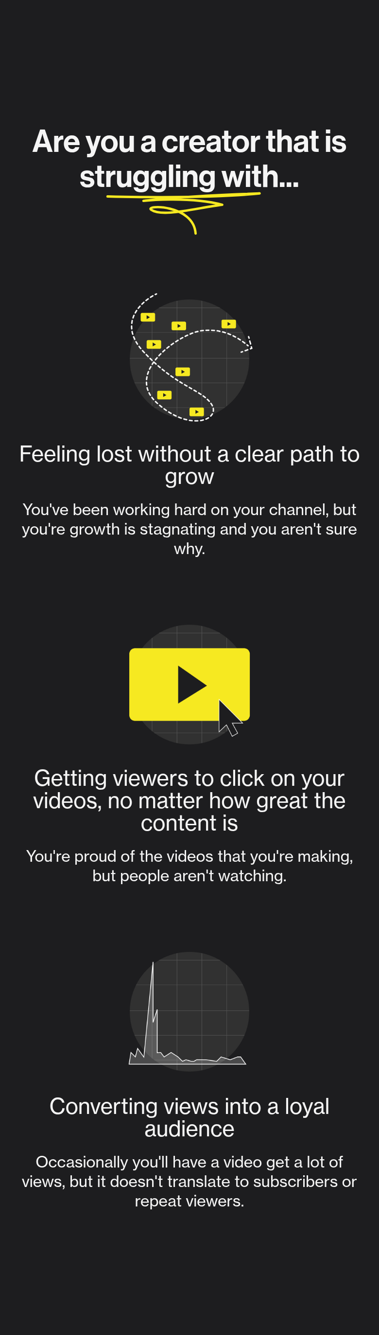 Are You a Creator That Is Struggling With section from Colin & Samir, on a phone