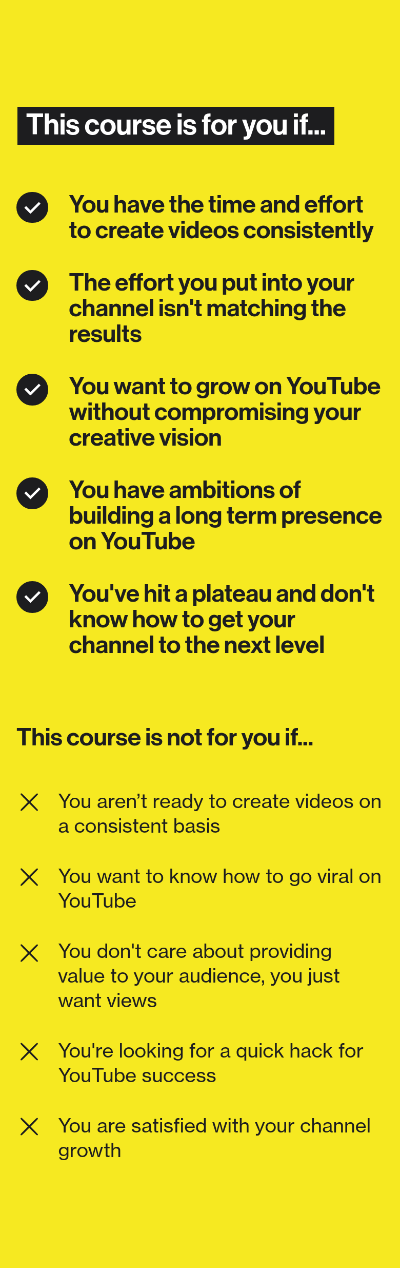 This Course Is for You If section from Colin & Samir, on a phone