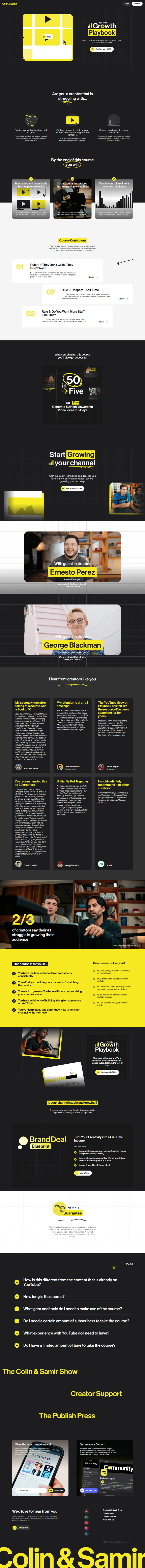 YouTube Growth Playbook page from Colin & Samir