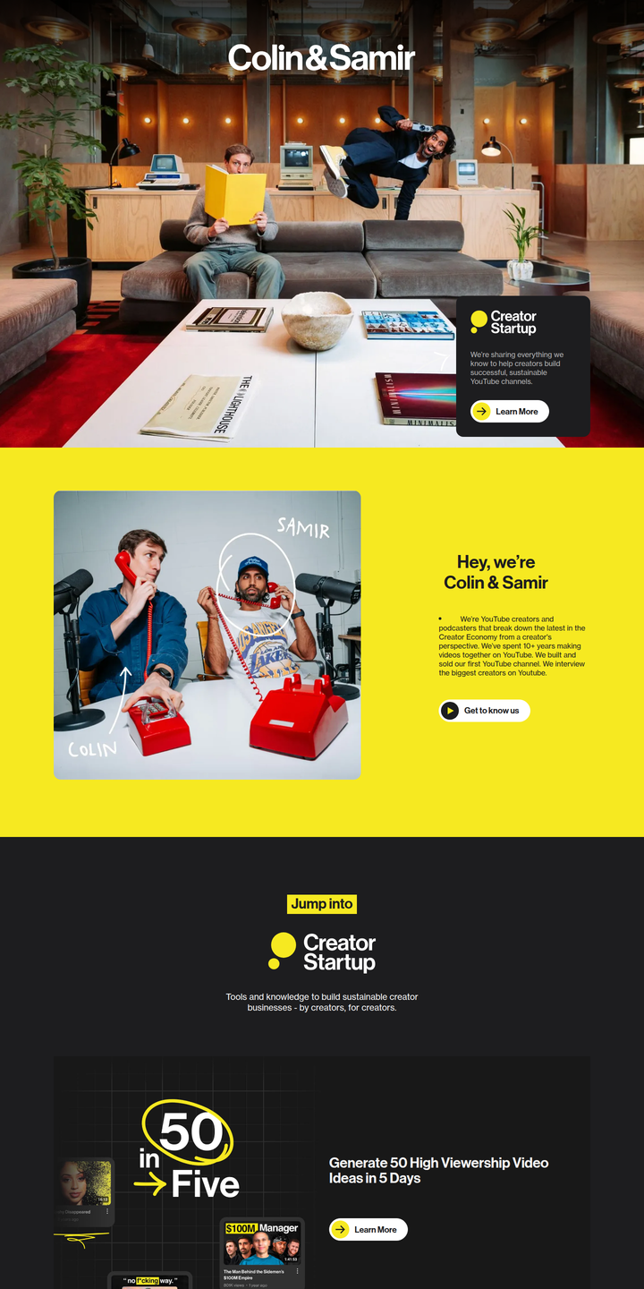 Home page of the Colin & Samir website
