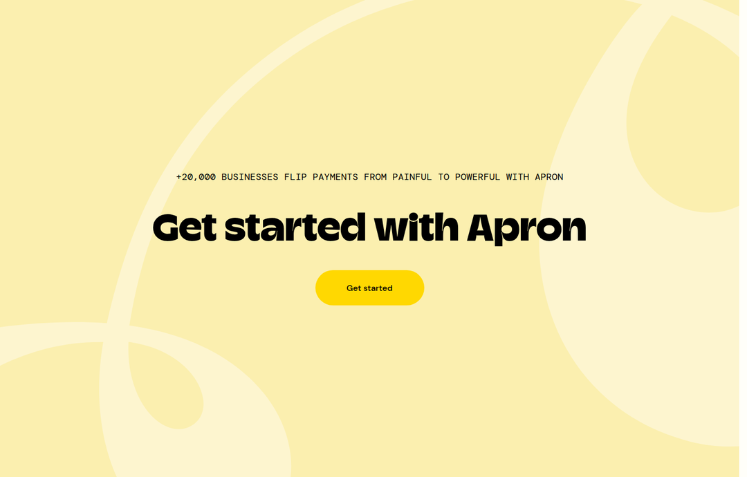 Get Started with Apron section from Apron