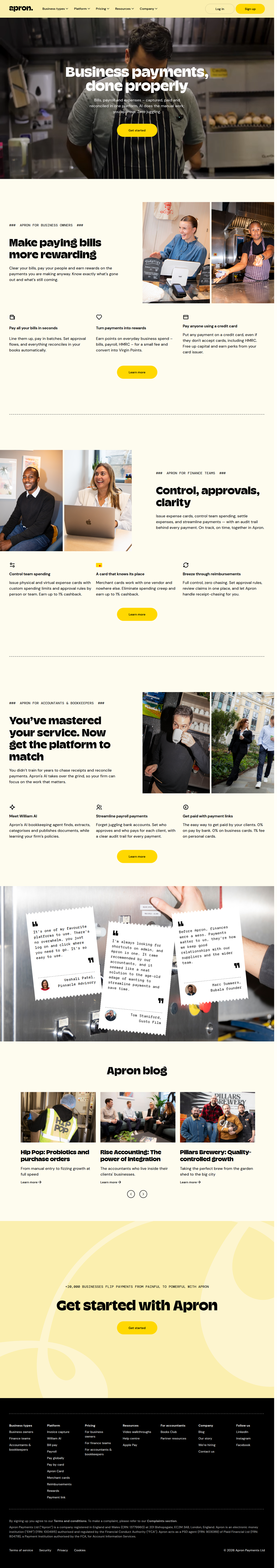 Home page of Apron