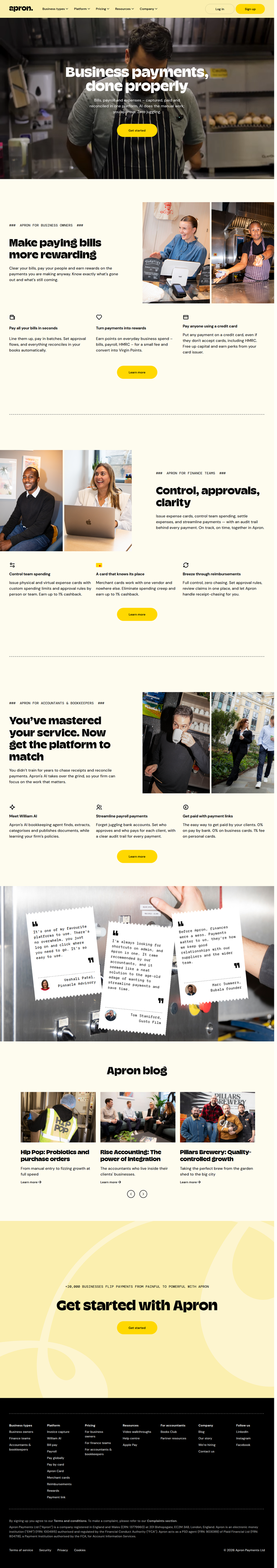 Home page from Apron