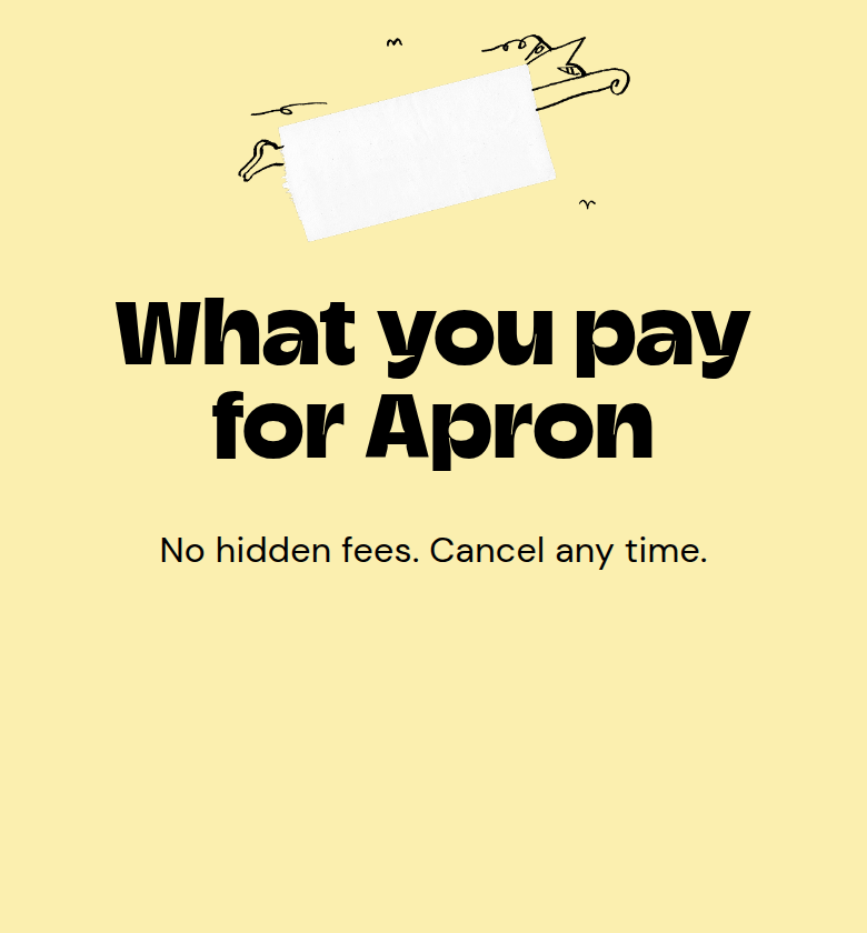 What You Pay for Apron section from Apron, on a phone