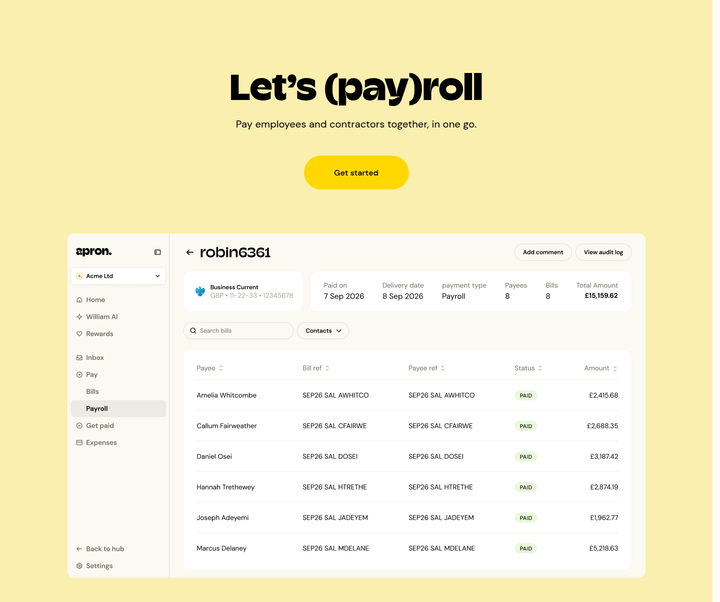Pay Employees and Contractors in One Go section from Apron