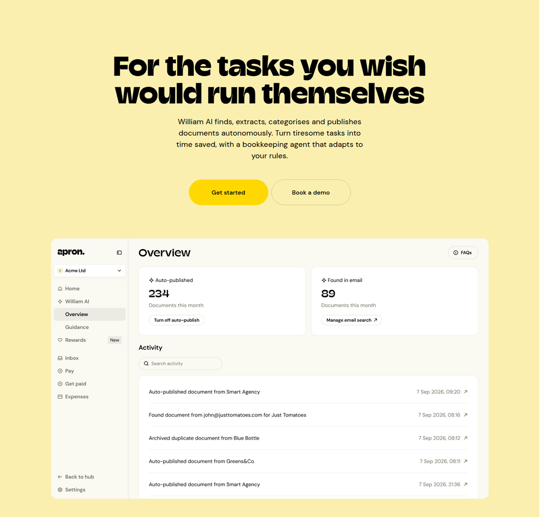 For the Tasks You Wish Would Run Themselves section from Apron