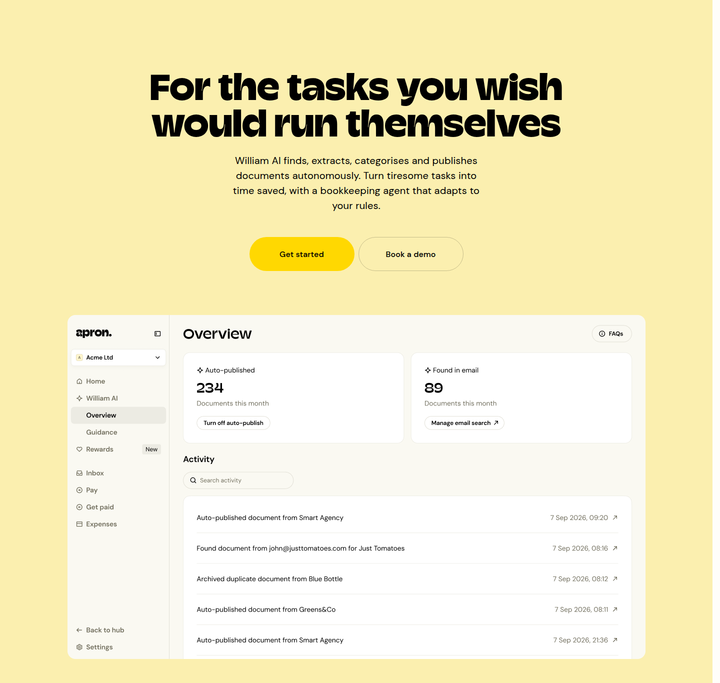 For the Tasks You Wish Would Run Themselves section from Apron