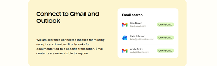 Connect to Gmail and Outlook section from Apron