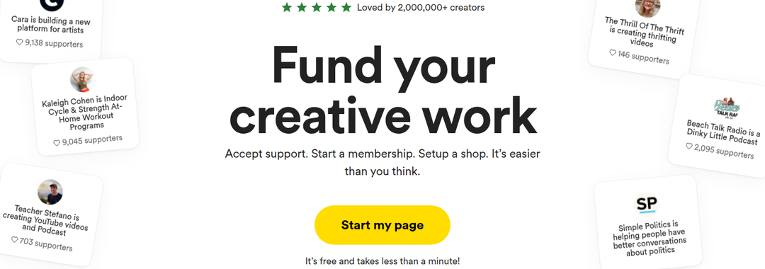 Fund Your Creative Work section from Buy Me a Coffee