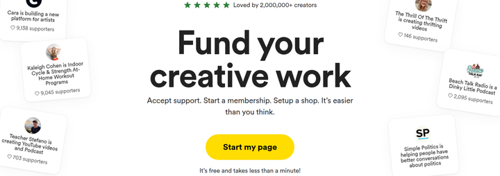 Fund Your Creative Work section from Buy Me a Coffee