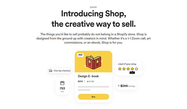 Introducing Shop section from Buy Me a Coffee