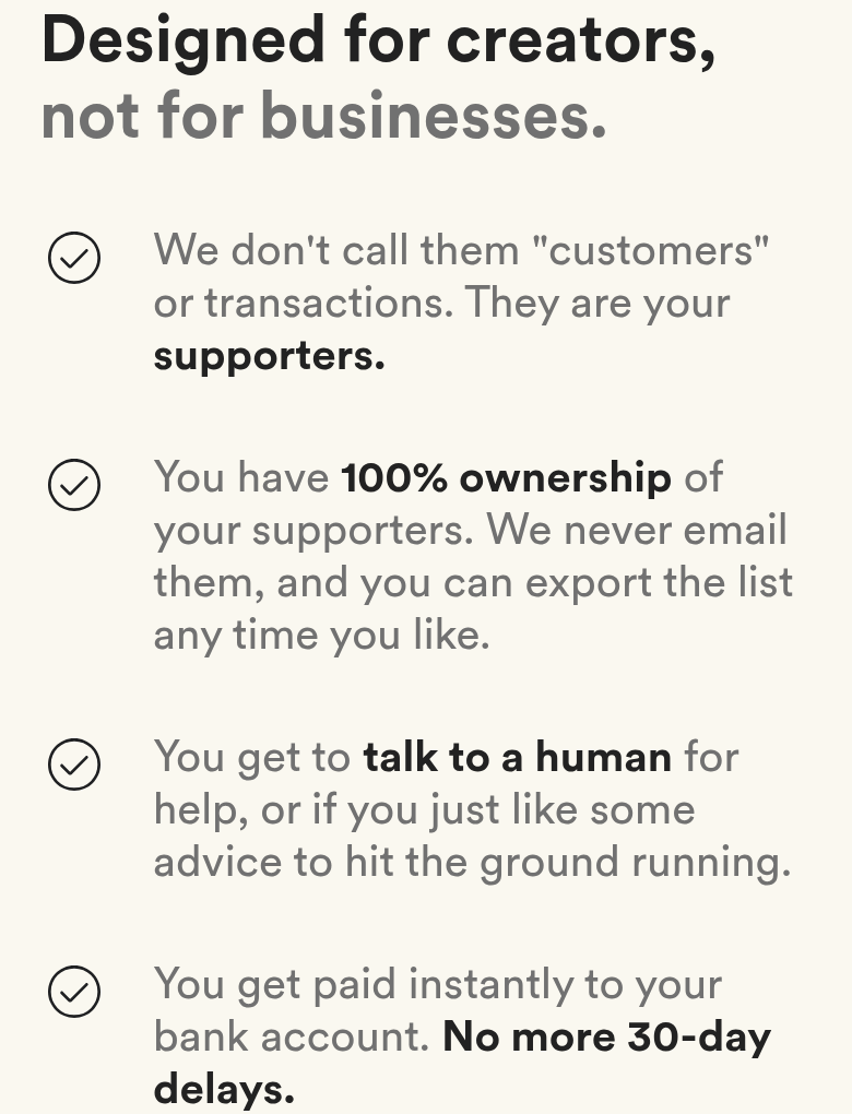 Designed for Creators section from Buy Me a Coffee, on a phone