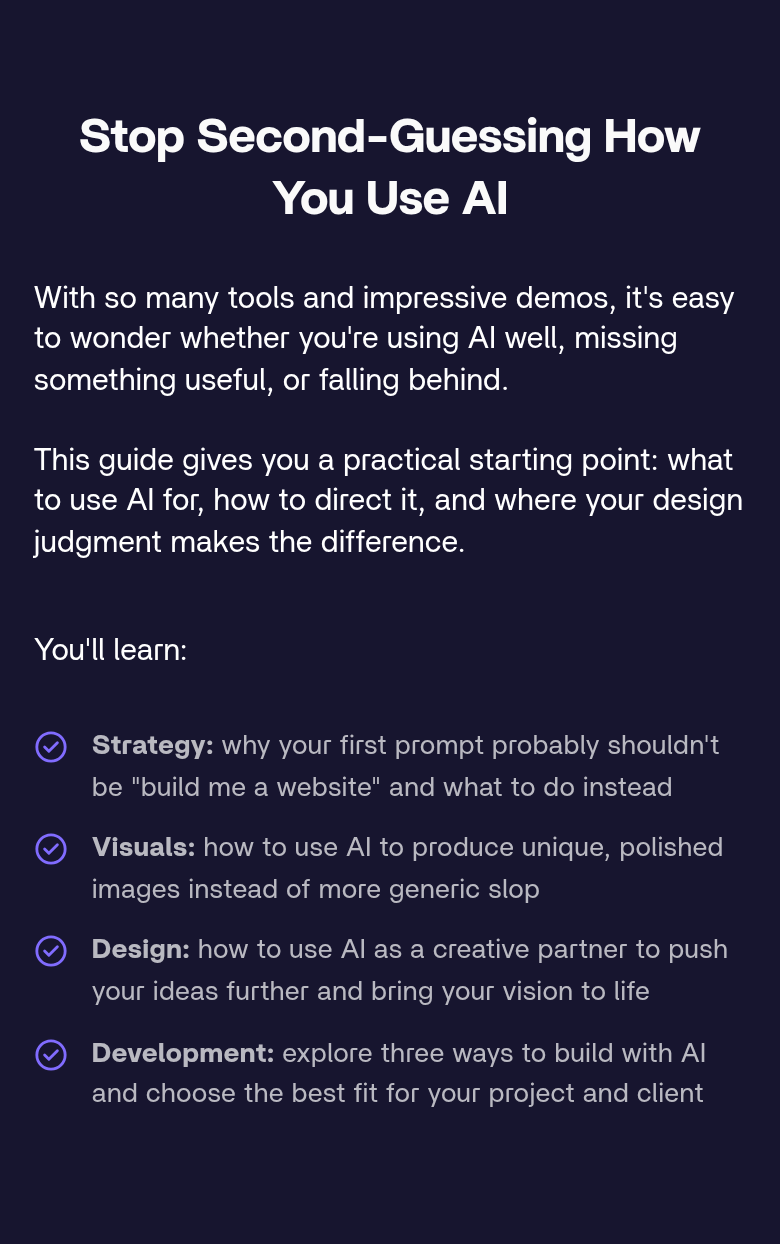 Stop Second-Guessing How You Use AI section from Flux Academy, on a phone