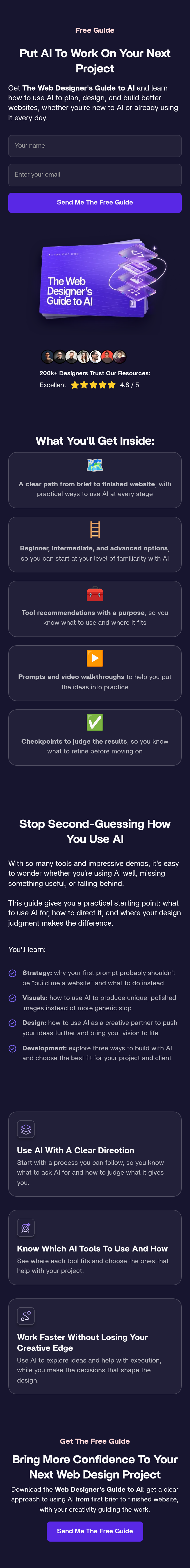 Free AI Guide page of Flux Academy, on a phone