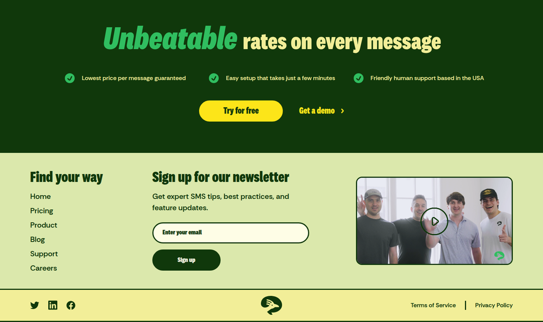 Footer section from Textla